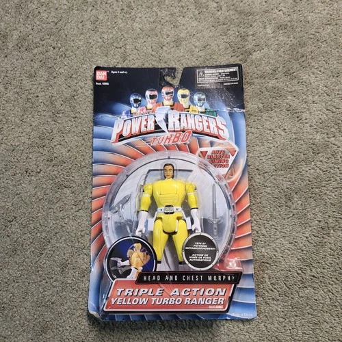 NEW Vintage 1997 Power Rangers Turbo. Rare Item Yellow Triple Action Ranger