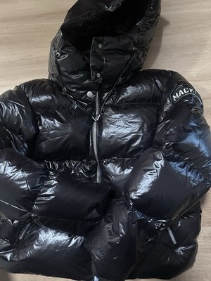 Mackage Black Quilted Hooded Puffer Jacket Logo Accent Zip Closure
