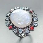 Fine Art Jewelry 32ct Natural Moonstone Ring 925 Sterling Silver Size 8 /R456386