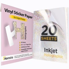 Holographic Sticker Paper, Printable Vinyl Sticker Paper for Inkjet Printer -...