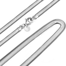 925 Sterling Silver 6mm Very Wide Flexible Shiny Flat Snake Chain Necklace X788