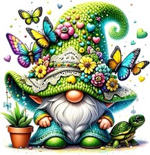 Gnome Diamond Painting Kits for Adults, Butterfly Gnome Diamond Art, Beginners D