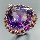 Vintage jewelry 45ct Natural Amethyst Ring 925 Sterling Silver Size 6.5 /R444790