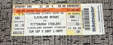 Joe Thomas NFL Debut Ticket Stub HOF Cleveland Browns Vs Steelers 9/7/2007