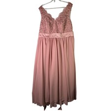 Azazie Gertrude Bridesmaid Dress Lace Chiffon Dusty Rose Pink Maxi CUSTOM 18/20