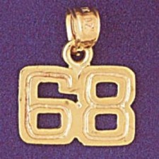 Number 68 Charm Pendant 14k Gold (1.2 Grams)