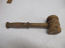 Vtg Solid Wood Judge's Gavel Mallet 9.5"