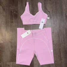 ALO Pink Women's 2-Piece Tracksuit Set Sports Bra  Leggings Size Large Athletic
