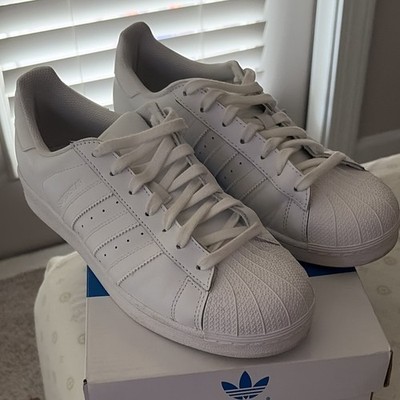adidas Superstar White Men's Low Top Leather Lace Up Athletic Sneakers