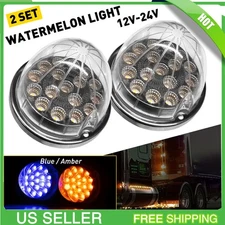 2X LED Watermelon Lights Side Marker Clearance Brake Turn Signal Truck Trailer