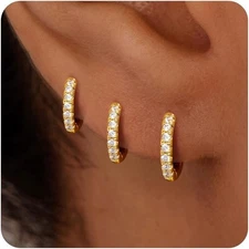 Small Gold Huggie Hoop Earrings for Women, 14K Real Gold 8mm/10mm/12mm Sizes
