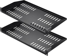 2PCS 1U Server Rack Shelf, Universal Vented Rack Mount Cantilever Tray for 19"