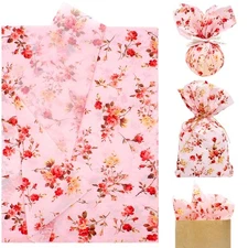 Floral Print Tissue Paper - 20 Sheets, 20x29 inch Decoupage Paper for Spring ...
