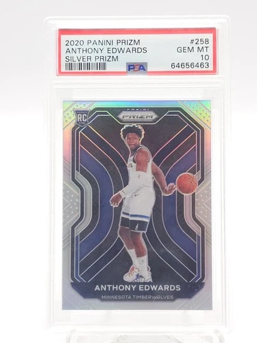 ANTHONY EDWARDS 2020-21 PRIZM SILVER ROOKIE #258 TIMBERWOLVES PSA 10 Q1405