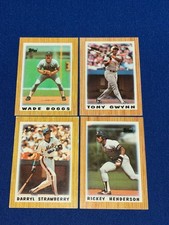 (4) 1987 Topps Wood Grain Wade Boggs Tony Gwynn Rickey Henderson Darryl Strawber
