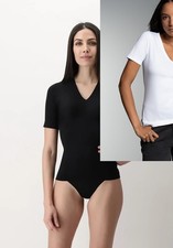 Oroblu Divine Shirt V Neck Short Resin Fine Nanofiber White L/XL=42-44