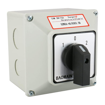 BAOMAIN 40A 3-Phase 3-Position Cam Rotary Changeover Switch with Enclosure | Mai