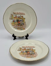 Vintage Colonial Kitchen Homer Laughlin 6" Bread Plates Gold Trim Set Of 2