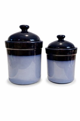 Sango Canister Jars Set Nova Blue Earthenware Storage Sealed Lids Discontinued