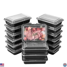 FULING 50 Pack Meal Prep Plastic Food Storage Containers With Lids 28 oz 1