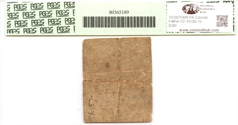 Pennsylvania Colonial Note Fr#PA-137 March 10, 1769 9d PCGS VG-10 *15 Known* - Image 2 of 2
