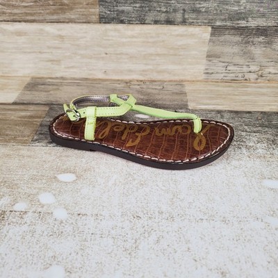 Sam Edelman Gigi Kids Thong Sandals Sz 12 Kiwi Croc Leather Buckle Ankle Strap