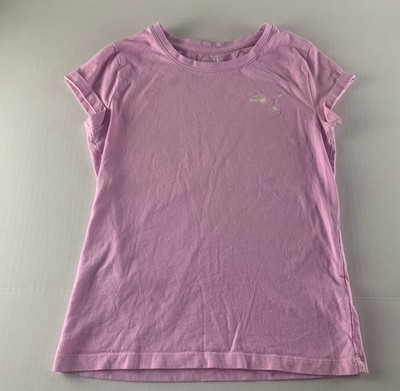 Girls Puma Short Sleeve T-shirt Top Size M 8-10 Pink