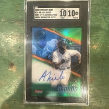 2021 Bowman's Best of 2021 Autographs Akil Baddoo SGC 10 #B21-AB Green Refractor
