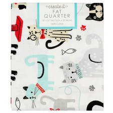 Playful Cats Fat Quarter 18" x 21" Sewing Fabric Cotton Craft Quilt Clothing NEW