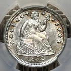 1852 Seated Liberty half dime, CAC AU details