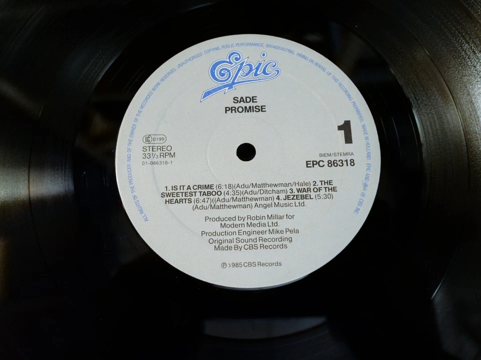 SADE PROMISE LP 33T VINYLE EX COVER VG+ ORIGINAL 1984 - Photo 3/4