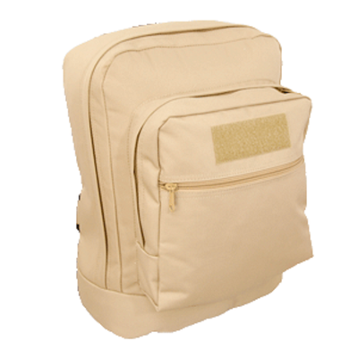 School BACKPACK TAN Water Resistant Day Pack Book Bag Name Tag