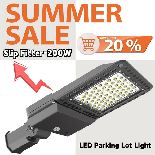 200Watt LED Parking Lot Light With Photocell Commercial Street Shoebox Pole Lamp - Picture 1 of 14