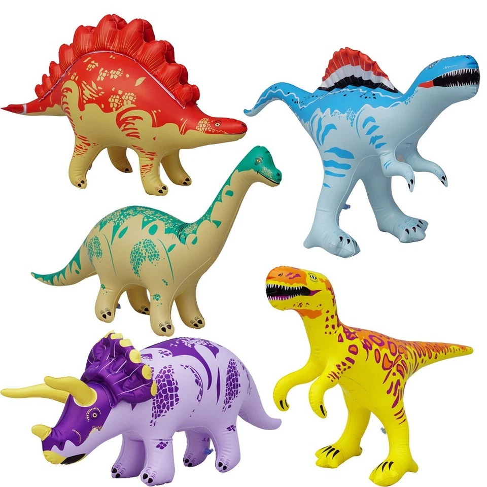 5件装充气恐龙派对包腕龙、三角龙、猛禽 — 第 3/4 张图片