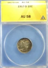 1917-D Mercury Dime 10C ANACS AU58 Rainbow Toned 🌈ALMOST FSB SEE PICS NEAR GEM