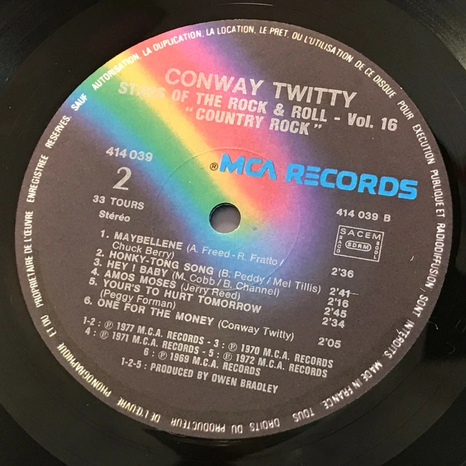 CONWAY TWITTY Country Rock 1978 vinyl LP MCA record Maybellene Amos Moses - Image 3 of 3