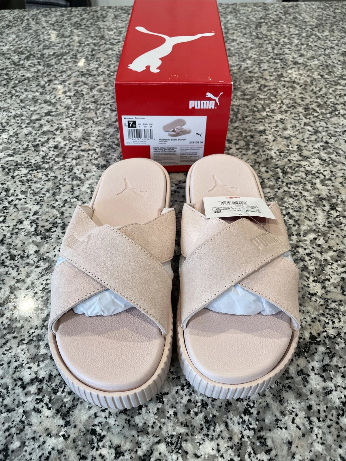 Puma donna pelle scamosciata plateau 7 1 2 rosa nuvola nuovo con scatola