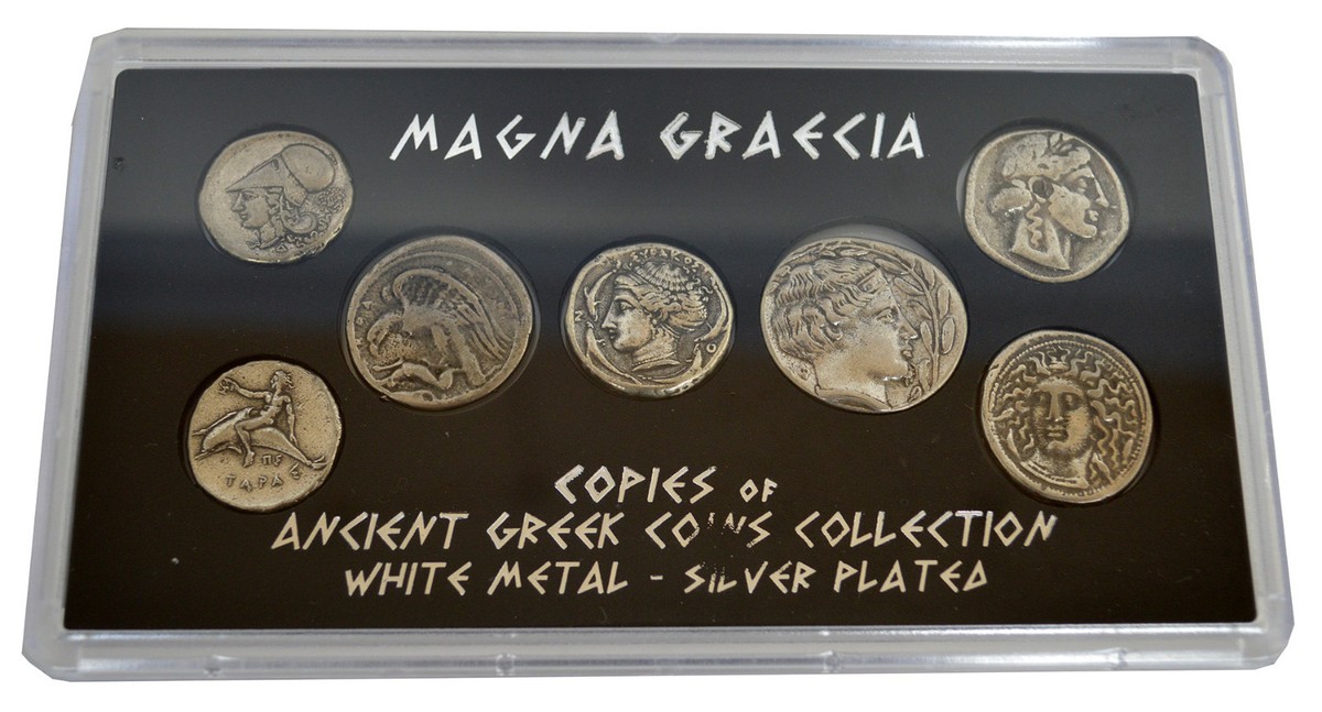 Magna Graecia Historical Replica 7 Silver plated Coins - Ancient