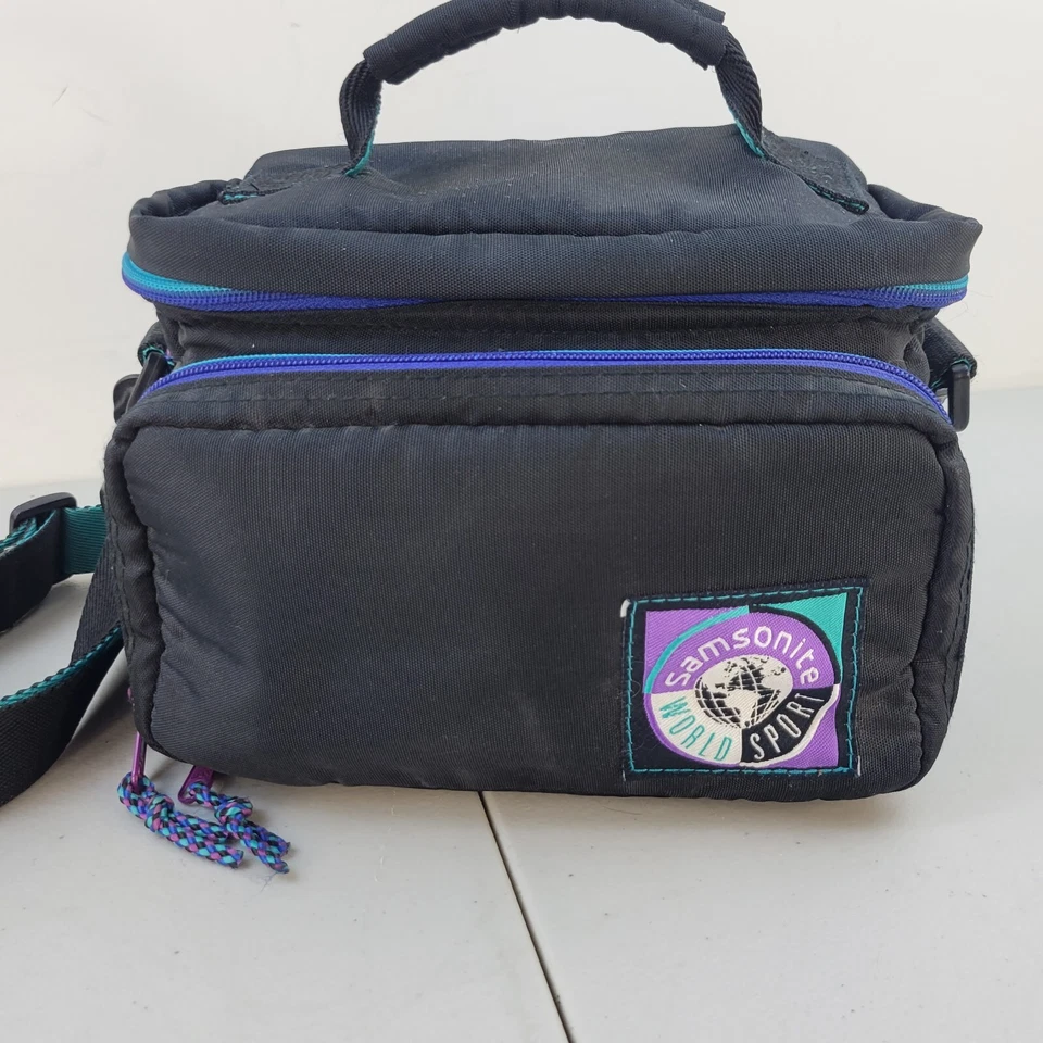 Samsonite World Sport Padded Camera Bag Teal Purple Black Strap Retro 90's #70 - Image 2 of 4