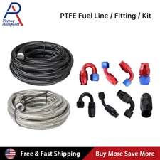 4AN 6AN 8AN 10AN 12AN PTFE Braided Fuel Hose Oil Gas Air & End Fittings Adapter 