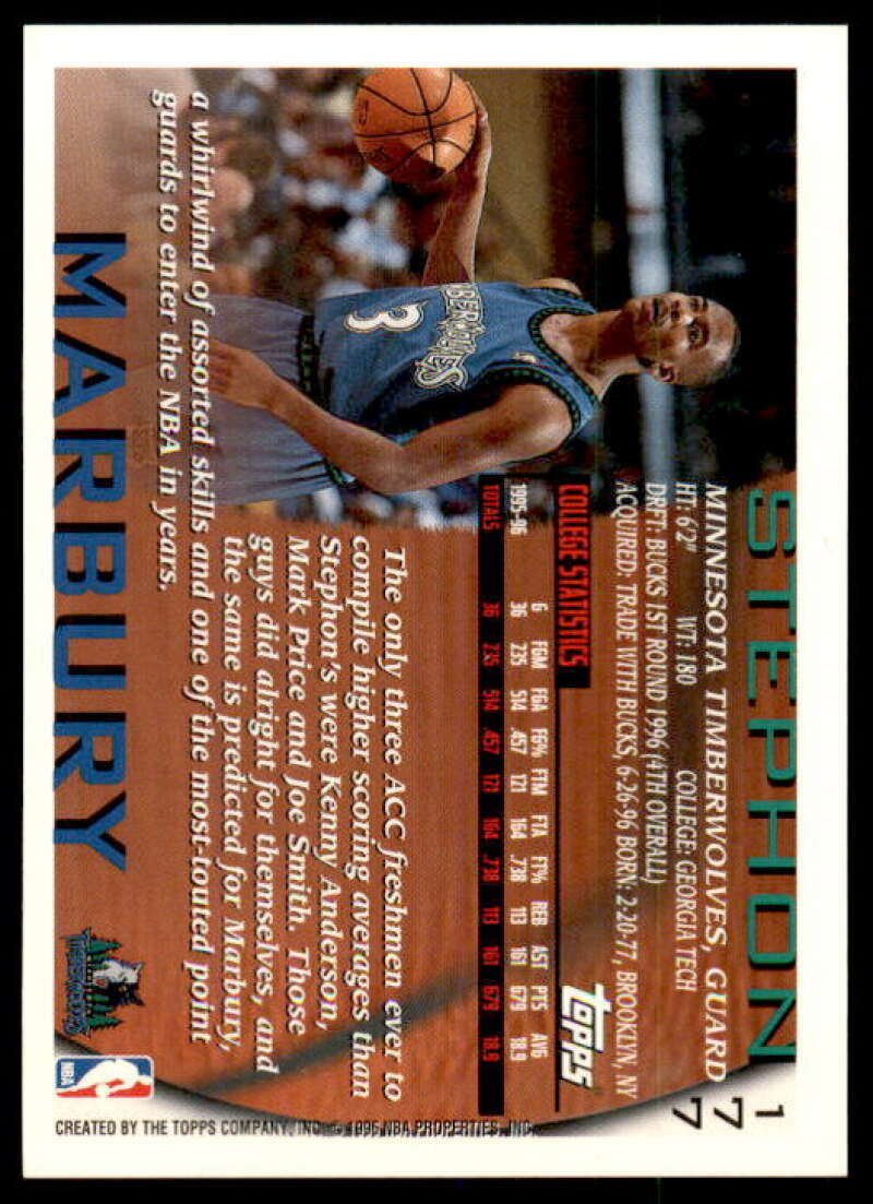 Stephon Marbury Rookie Card 1996-97 Topps #177 | eBay