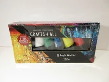 Acrylic Paint Set - 12 colors of Art Paints for Canvas 2.5 fl oz each 