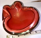 Vintage Amberina with Gold fleck Murano Art Glass Ashtray Trinket Tray Sculpture