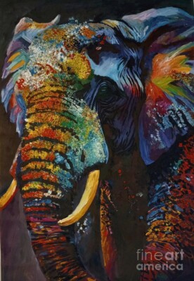 new handmade Painting  Elephant Colors Showcase on Canvas  by Wendy