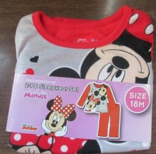 Disney Minnie Mouse 2 Pc Flannel Sleepwear Set 2T Long Sleeve Pajamas NIP