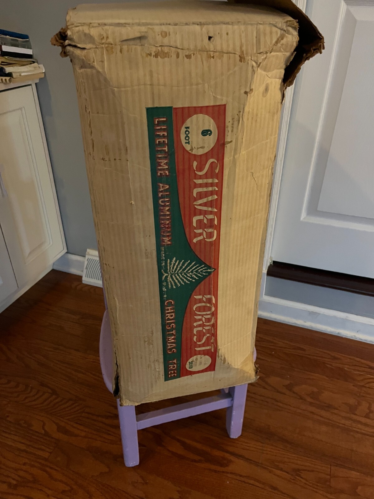 Vintage Silver Forest 6 1/2 foot Aluminum Christmas Tree in Box with