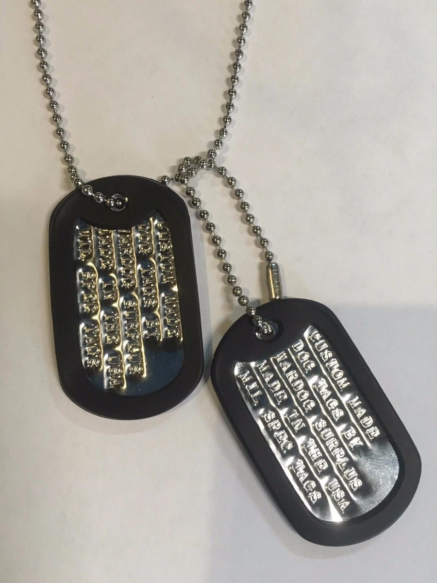 MILITARY PERSONALIZED DOG TAGS SET CUSTOM WITH YOUR INFO NECKLACE ID TAG US
