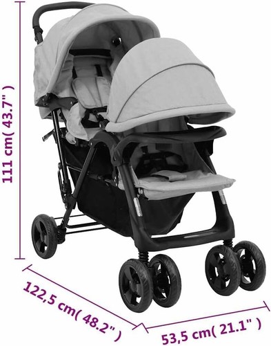 vidaXL Two-seater buggy light grey steel Visit the vidaXL Store - Photo 7/8