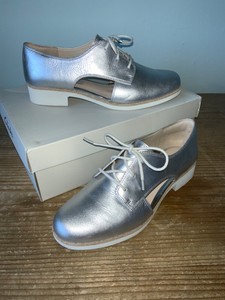 clarks silver lace up shoes