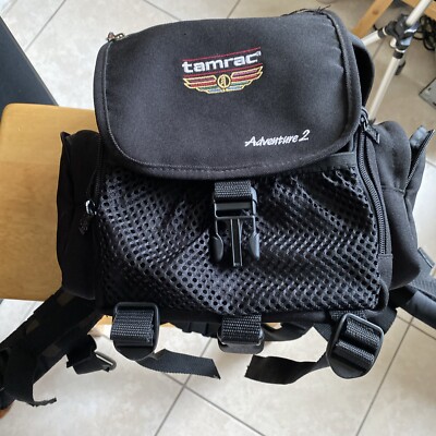 Tamrac Adventure 2 Camera Bag Backpack  Black Adjustable Pockets Shoulder Strap